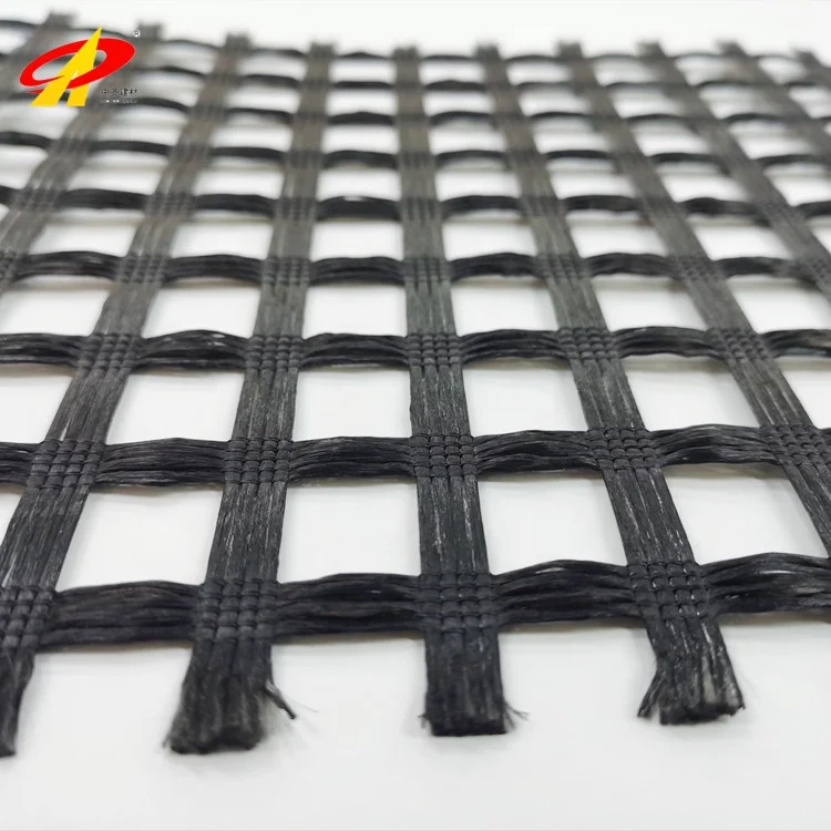 Basalt Fiber Mesh Geogrid PET Polyester Woven Geogrid For Civil Engineering Construction