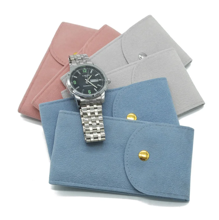 Single Watch Travel Case Organizer Portable Storage Bag Custom Flannelette Fabric Packaging Watch Travel Pouch for Men and Women