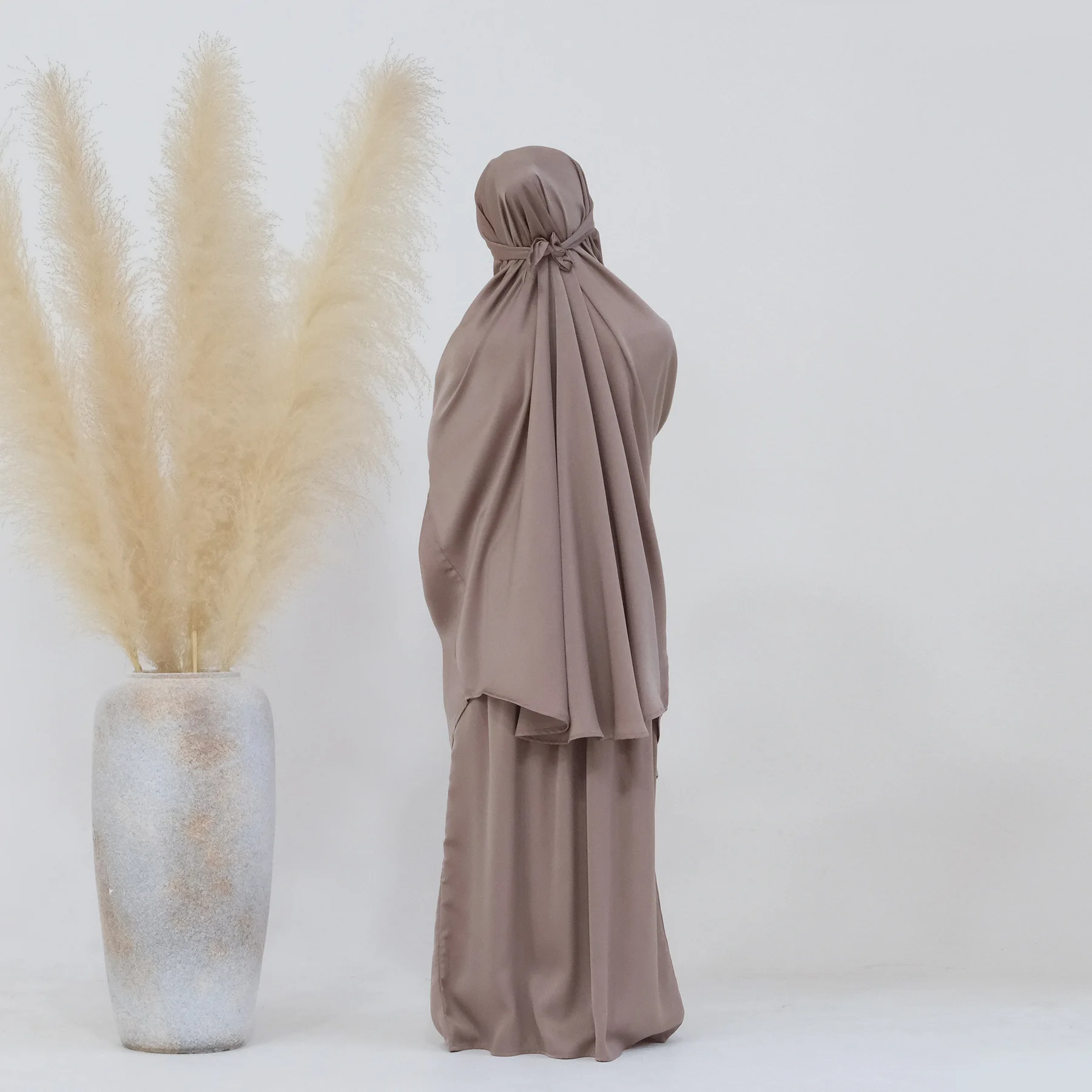 Girls Jilbabs High Quality Ramadan Muslim EID Kids Prayer Dress Long Hijab Top and Skirt Children Two Piece Jilbabs Abaya Set