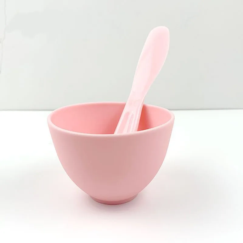3pcs Mask Bowl Kit Makeup Silicone Facial  Stick Brush Spoon Applicator Pink  Diy Face Mask Mixing Bowl Set OEM