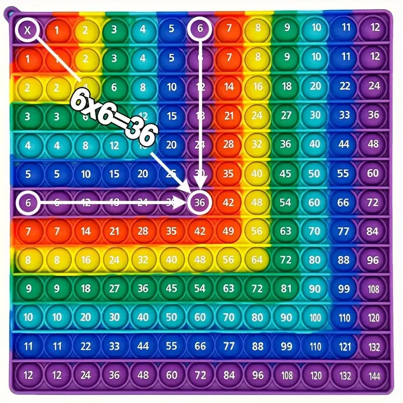 12x12 Multiplication  Push Pop Games, Silicone Math Toys Manipulative Stationery School Supplies Fidget Pop Toys For Kids