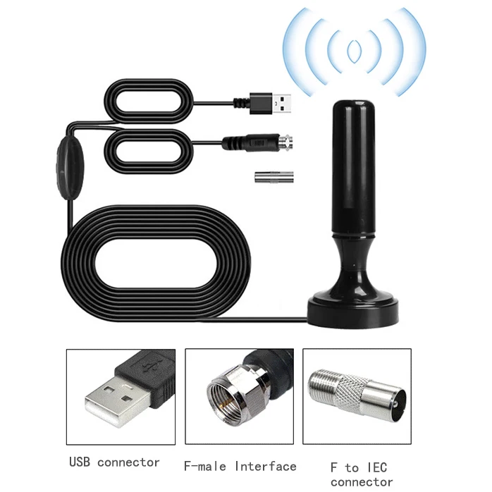 Magnetic Base rotor hdtv antena hd tv aerial amplified high gain outdoor  uhf 360 degree indoor tv antenna