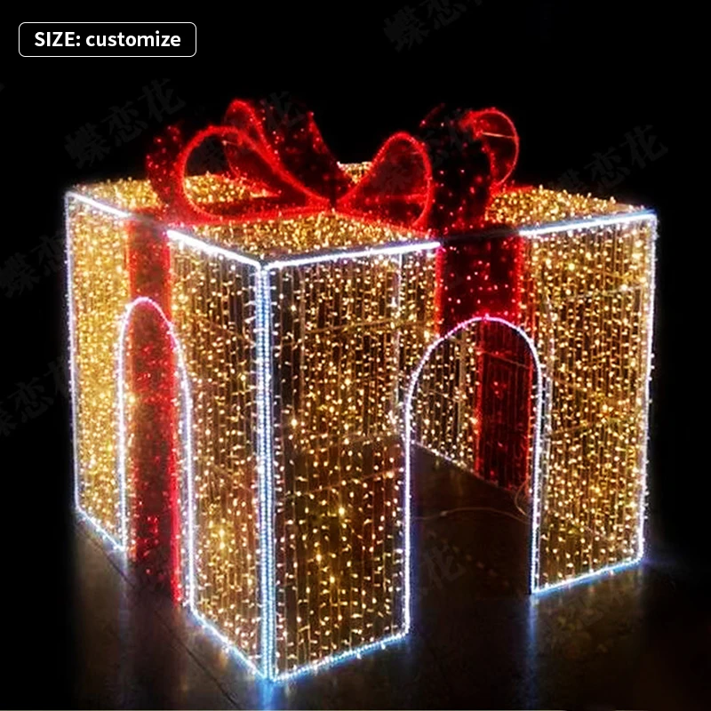 Ledemo Lighted Giant Garland Gift Box light Christmas Event Shopping Mall decoration LED Motif light for Outdoor