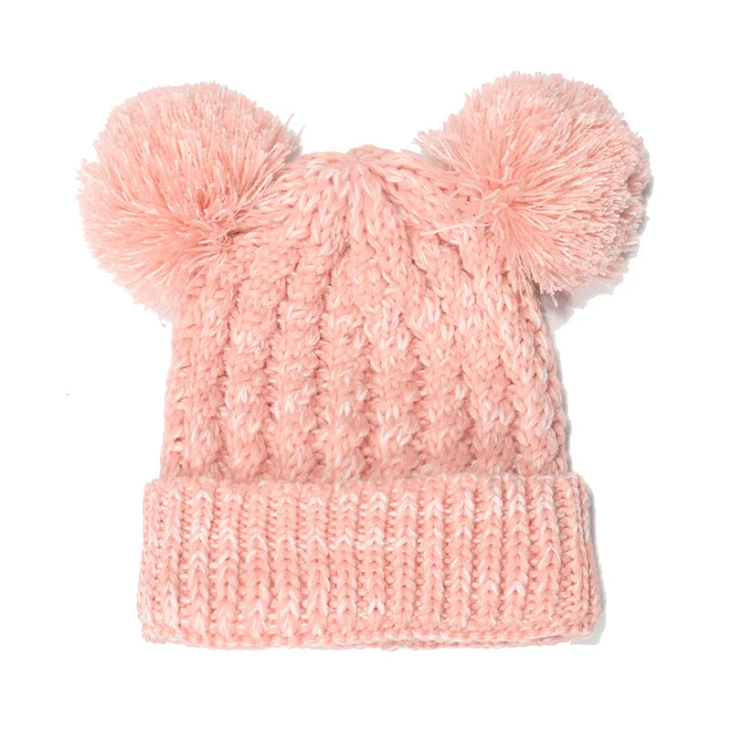 Wholesale kids beanies knit cap hats winter beanie hat with pom warm bobble hats knitted beanie