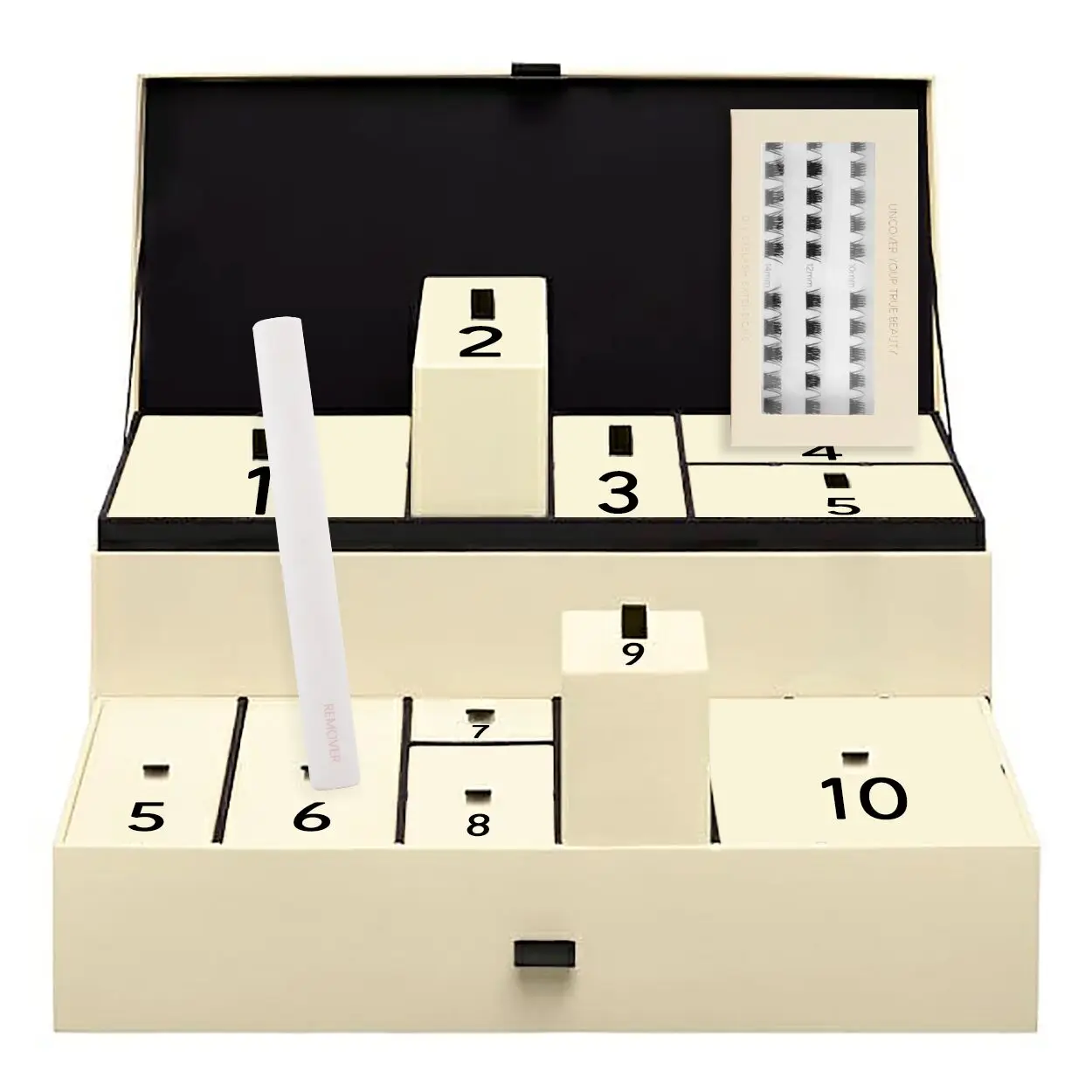 Free design patented superthin band individual cluster lashes segmented eyelashes last 2 weeks diy lash extension kit