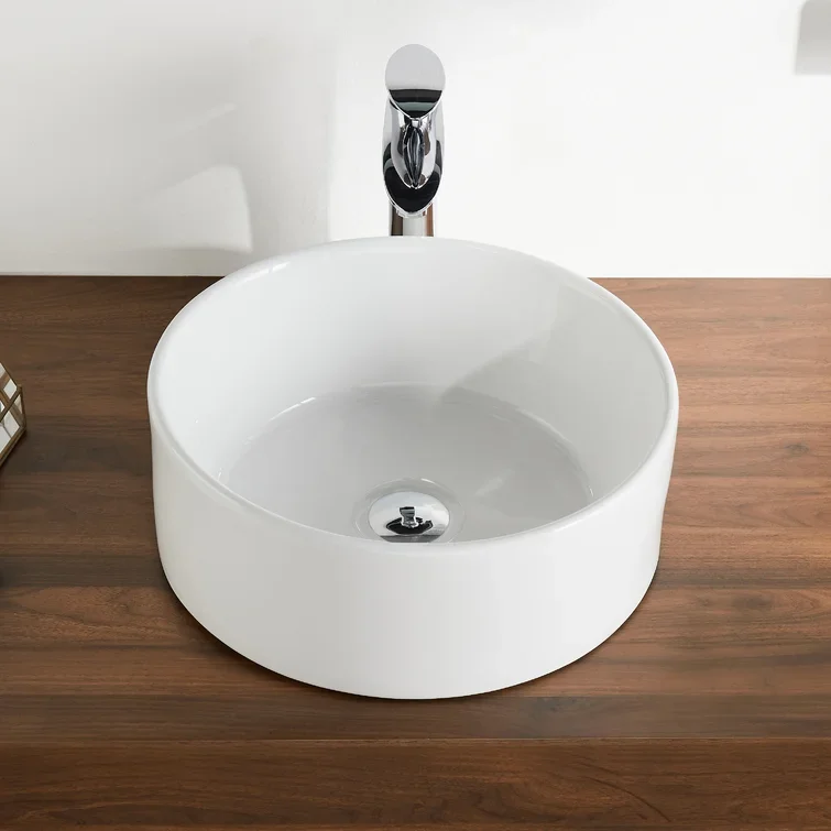 Hot Sale Bathroom Sink Set Round Deep Ceramic Porcelain Wash Basin Countertop Wash Hand Basin