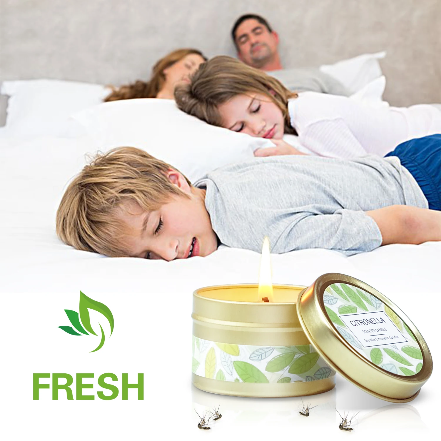 Factory candle making supplies 6 Pack Gift Set Repellent Wholesale Citronella Candles in Gold Tin Soy Wax Candle in Bulk