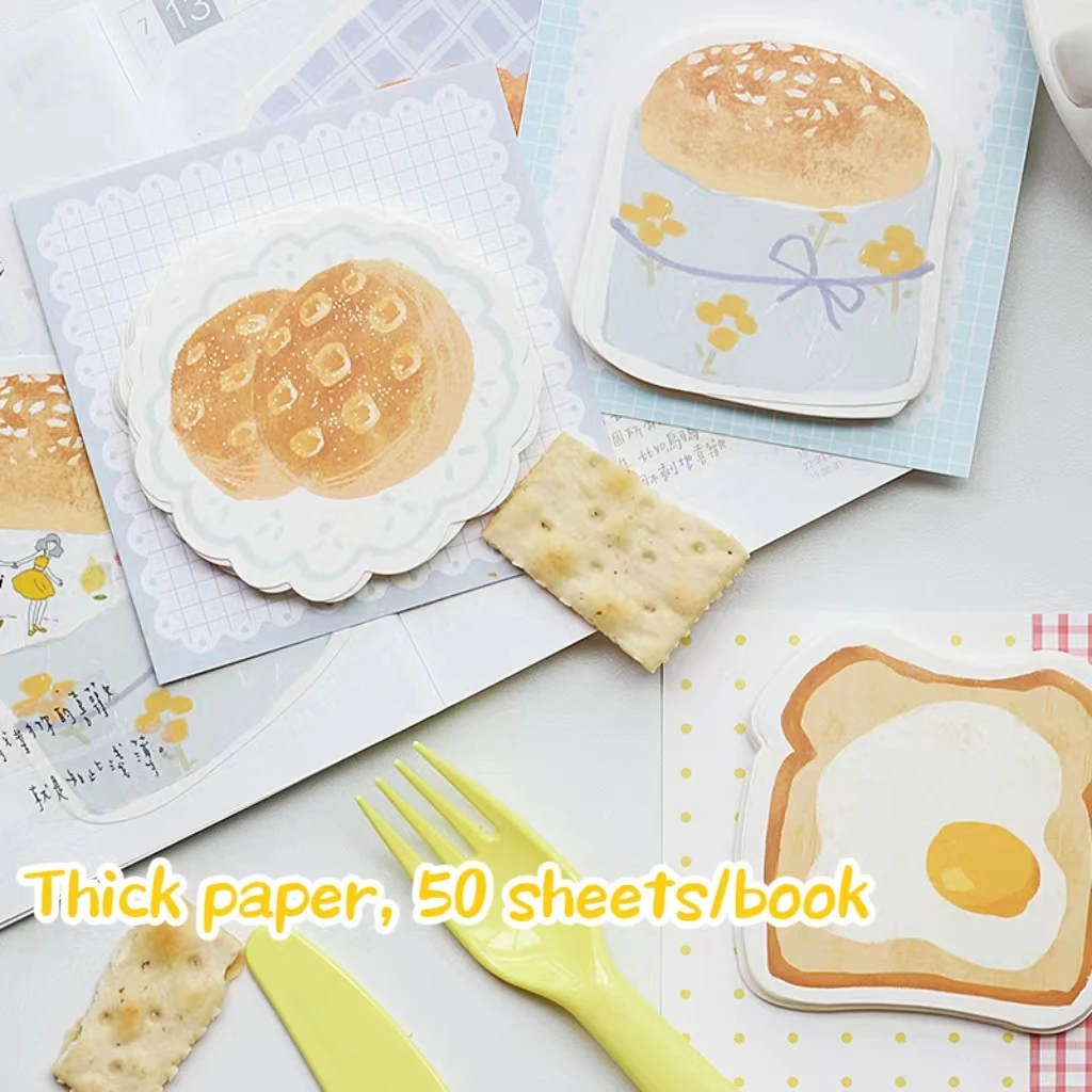 Creative little fresh cute picnic food bread omelette Note pad Office student only