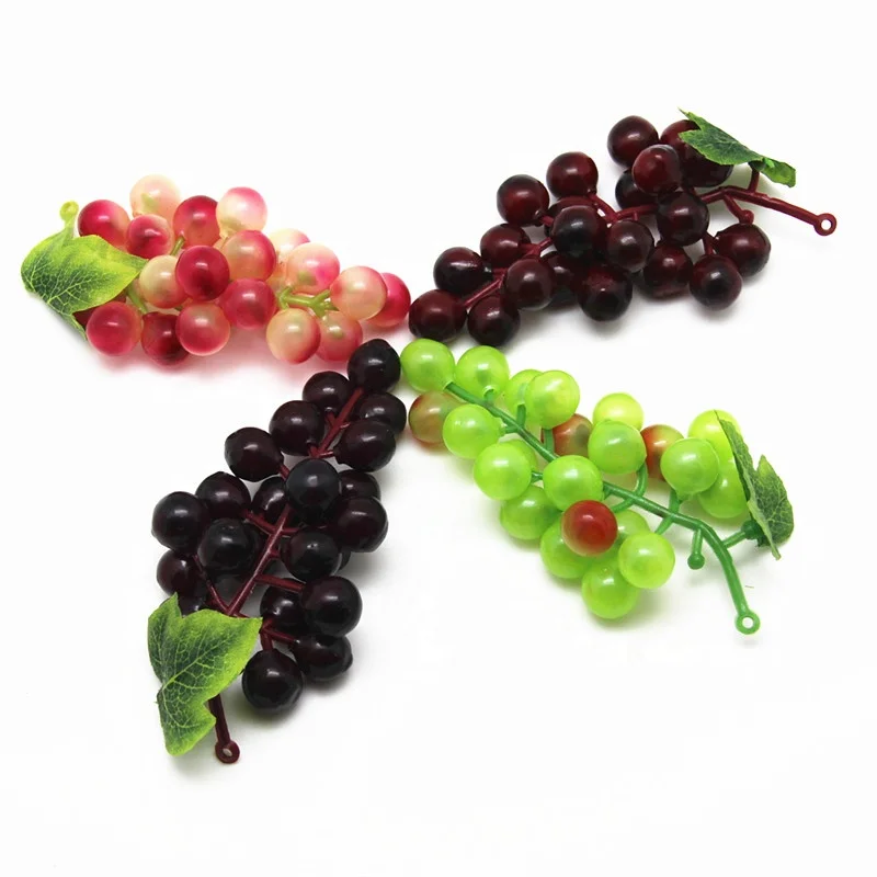 long Bunch Lifelike Artificial Plastic 48Grapes Fake Fruit Food Home Decoration