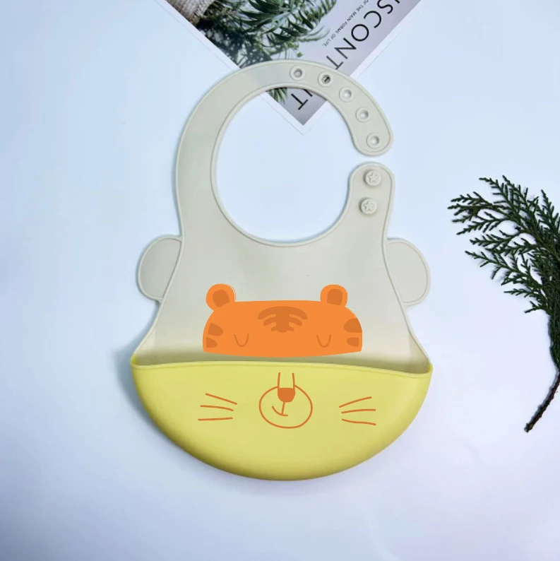 Wholesale Baby Feeding Set Soft and Cute Full BPA-Free Silicone Tableware Bibs Bowls Plates for Toddlers Button Closure