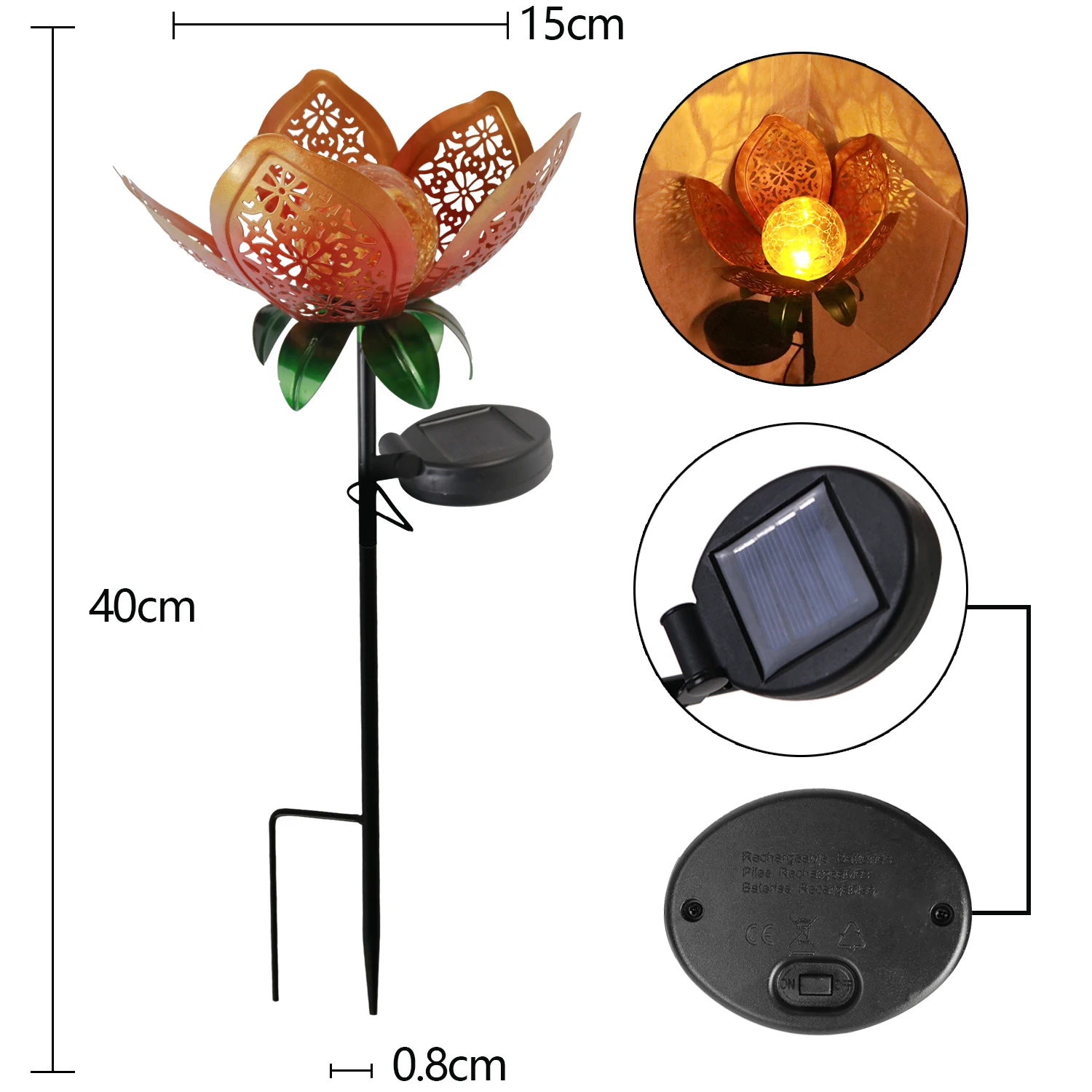 Quality Assurance Solar Iron Hollow Out Lotus Shape Decorative Lamp for Garden Landscape