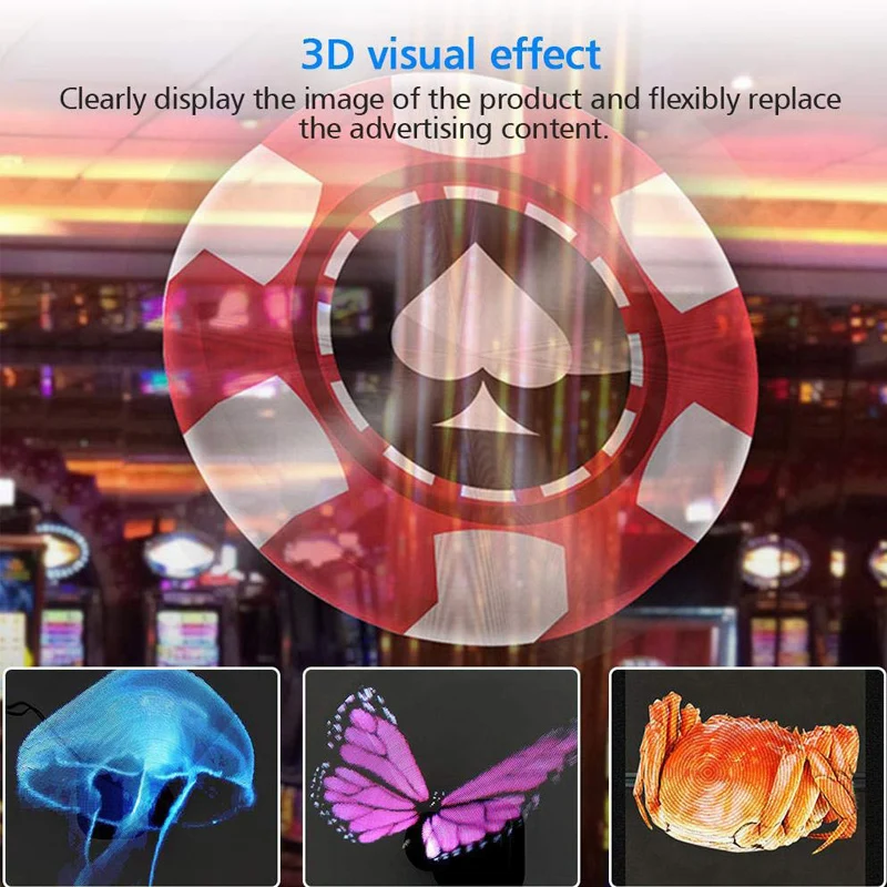 AC110V 220 3D Holographic Advertising Projector 65cm 4 Blade LED Fan Stand Best for Shop Mall Store