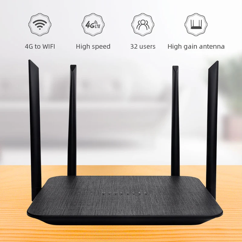 Unlocked Sim Card Indoor 4G LTE CPE WiFi Router Modem 32 Users 4 High-Gain Antennas Build-in Watchdog