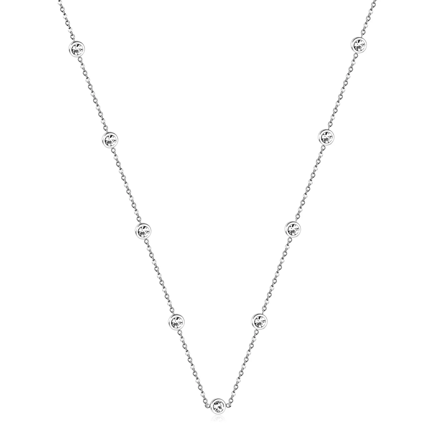 2021 Новое поступление женское длинное ожерелье с подвеской из нержавеющей стали, изысканное блестящее цветное ожерелье с фианитом