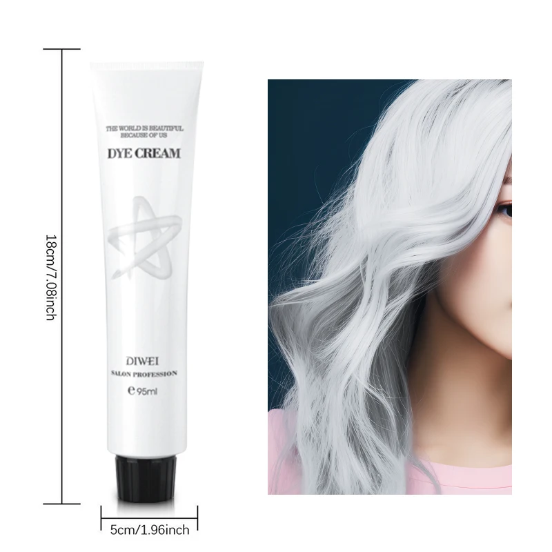 Diwei Hair Dye Light Gray Hair Color Quickly Dyes And Fixes Color Lasting Effectively Fashion Whitening Hair Coloring Cream