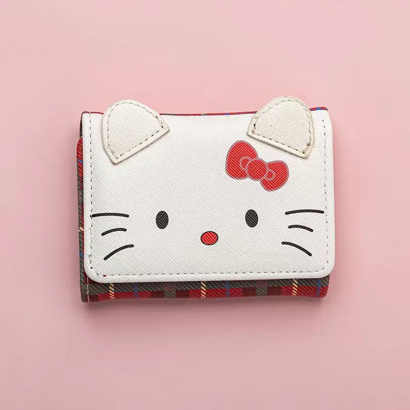 RuunJoy Hello Kt Coin Purse Kawaii Melody kulomi Casual PU Leather Wallet Cute Folding Light Card Bag for kids Christmas Gift