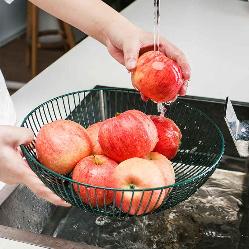 Metal Washing Basket Household Fruit Dehydrator Drainer Iron Wire Luxury