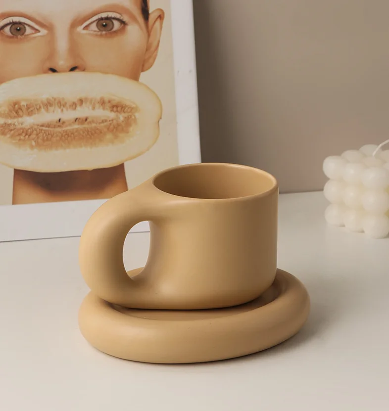sublimation wholesale custom logo unique creative matte multi-colored nordic christmas tea coffee ceramic mugs with saucer plate