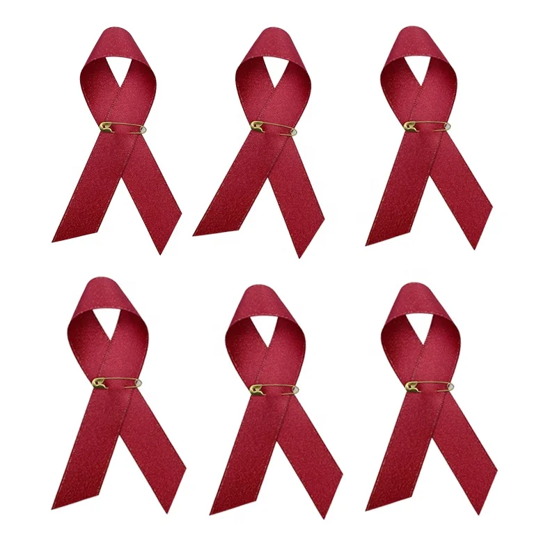 E-Magic Factory Wholesale Red Awareness Ribbon Pins Red Ribbon Lapel Pin to Raise Awareness of HIV/AIDS