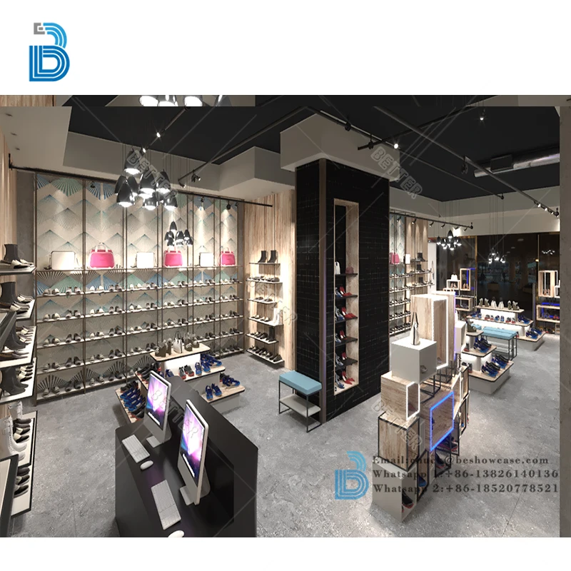 Custom Interior Design Luxury Shop Store Jewelry Clothing Glass Handbag Display Showcase Cabinet