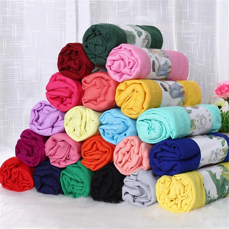 YD503 дешевый красочный мужской женский зимний теплый однотонный мягкий 180 см длинный шарф осенний подарок хлопковый