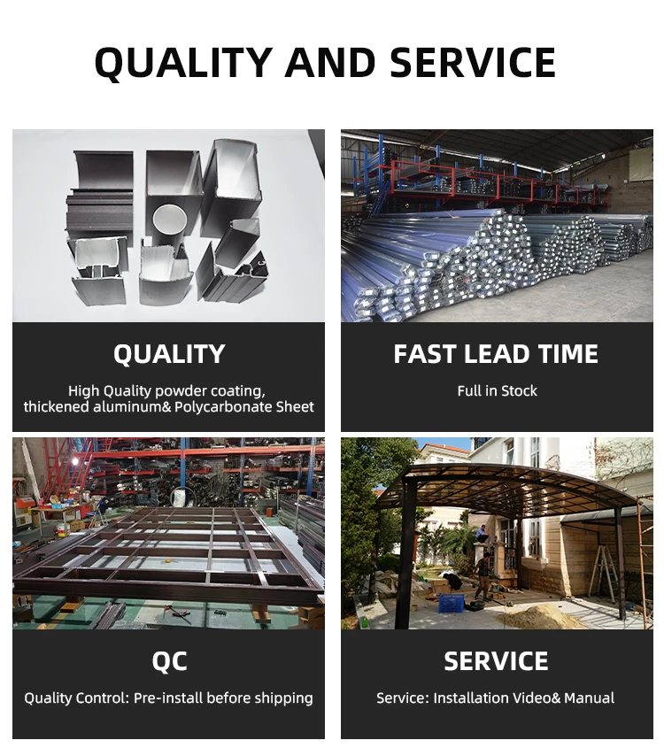 Outdoor Aluminum Frame Carport polycarbonate roof garage cantilever Canopy 6x6 single carport patio cover