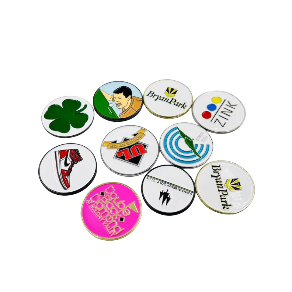 Free Design Custom Logo Metal Golf Coin Ball Marker Magnetic Golf Hat Clip Custom Golf Ball Marker