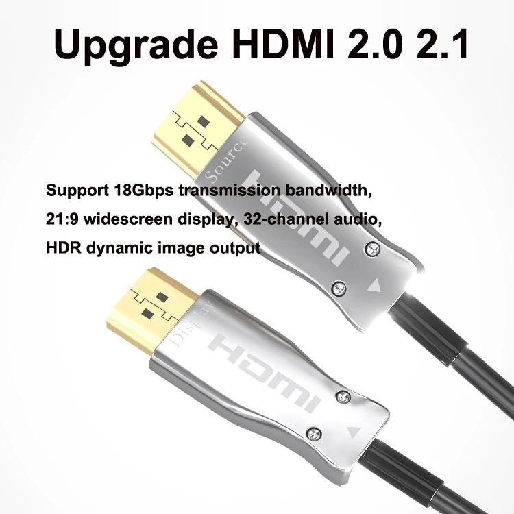 Factory Sale HDMI AOC Cable Armoured Tape 8K 60Hz Active Optical Fiber 48GBPS 50M 100 Meter Gold Plated HDMI Cable