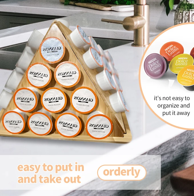 Youlike Disposable Customizable Coffee Bar capsule Pod Holder and K Cup Organizer Pyramid Design