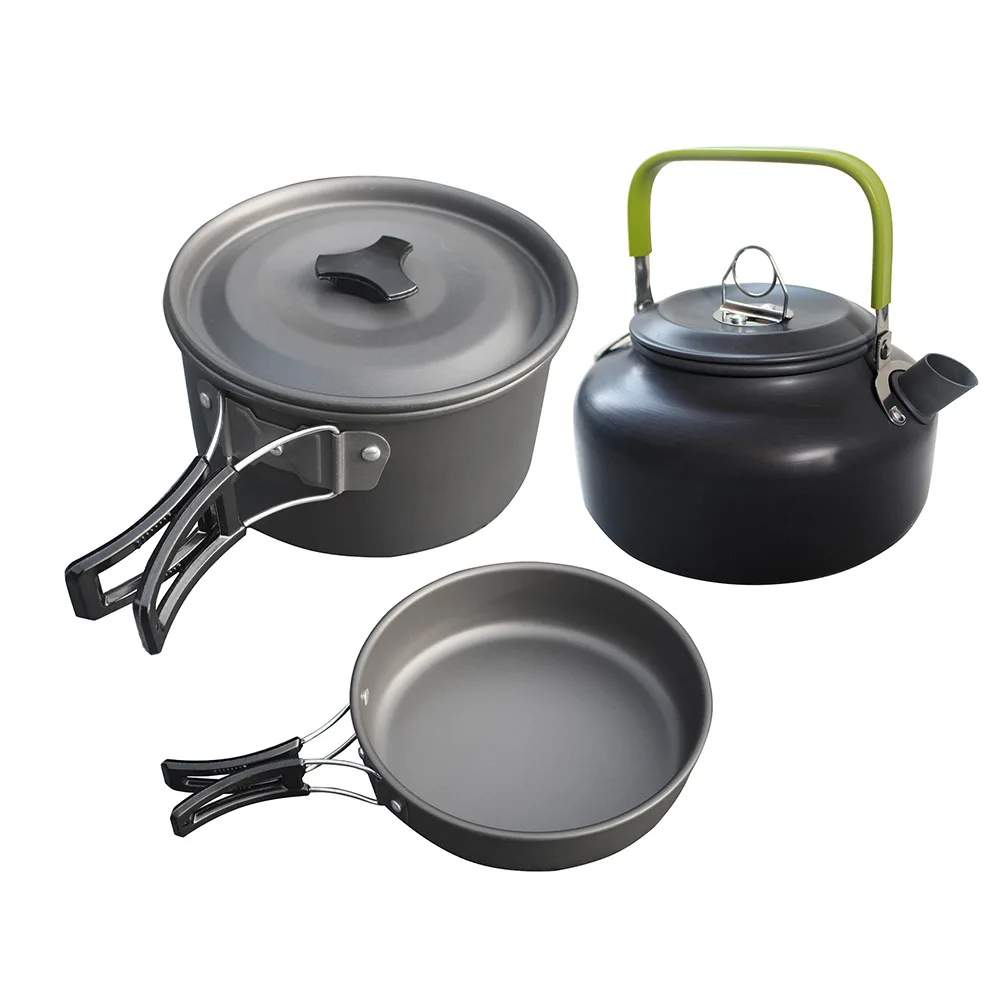 Outdoor teapot cover pot 3 in 1 set 2-3 people portable camping pot cooking kettle