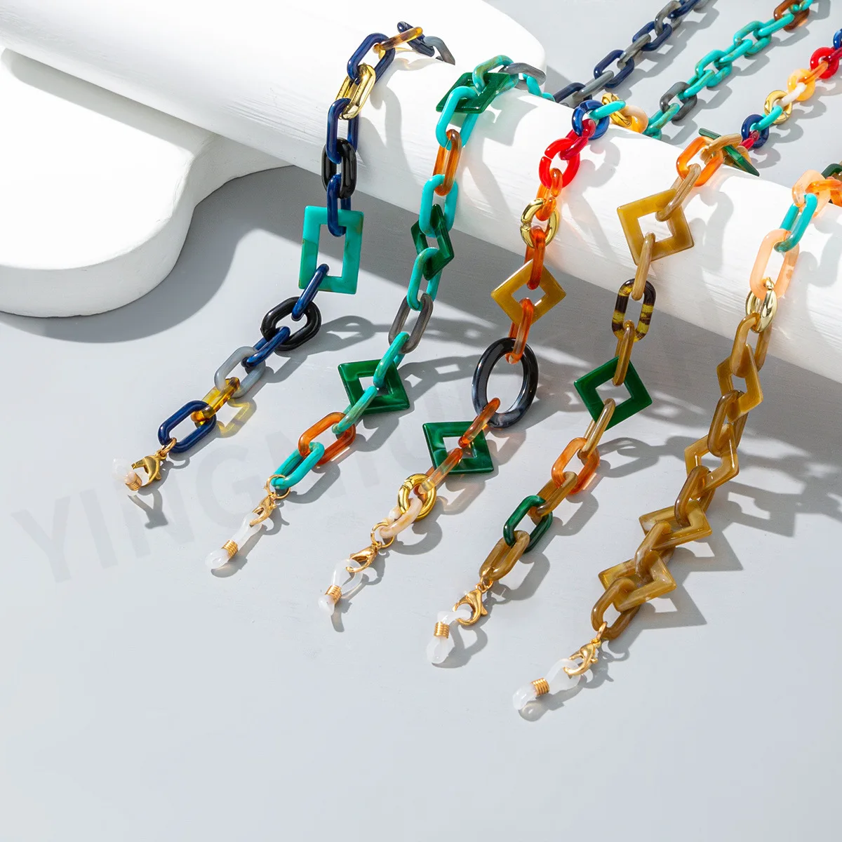 Разноцветные акриловые подвесные цепочки для очков веревка цепочка модные геометрические солнцезащитных с защитой от