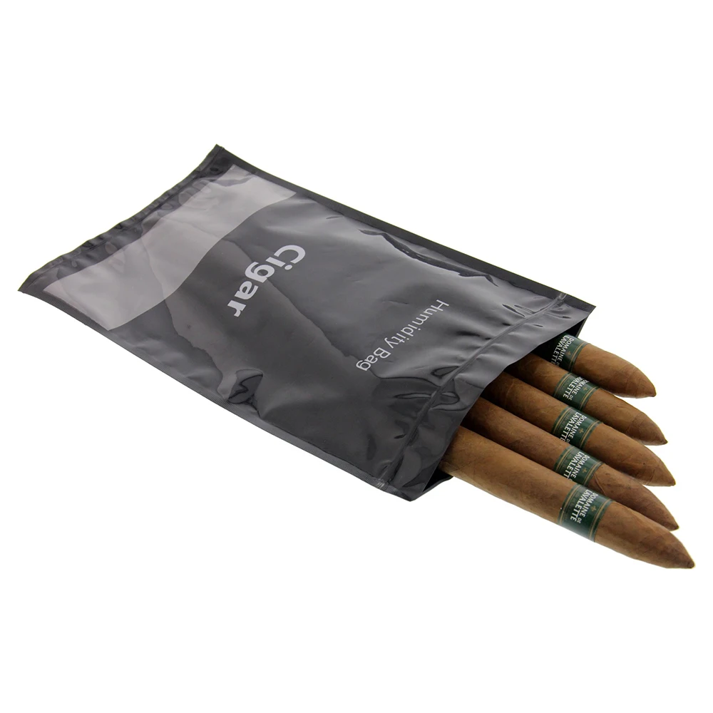 Custom Tobacco packaging Humidifier Plastic Pouches humidified cigar humidor bags for 4-5 Cigars with Hygrometer & Divider
