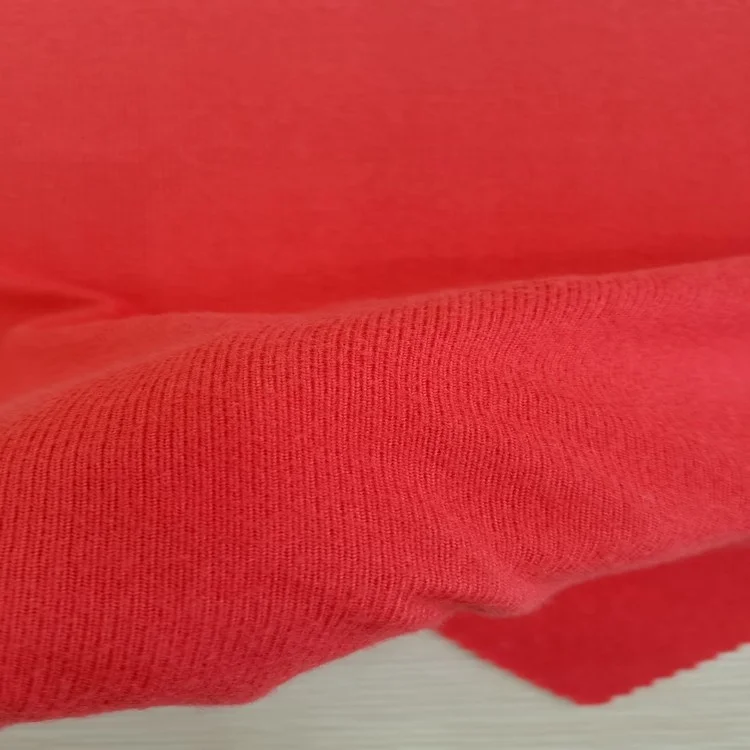 Hot sale excellent soft hand felling polyester/spandex knitt red hacci brush fabric for sweaters