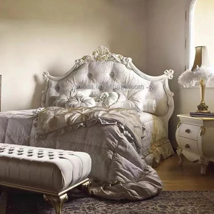 French style Durable Luxury Unique Designs King Queen Size Wooden Beds elegant double victoria bed