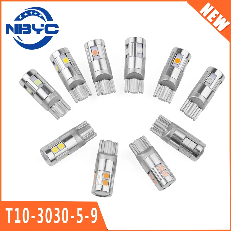 NBYC T10-3030-5-9 9-36V T10 9smd led canbus car T10 led bulbs 12/24V 5SMD 194 168 2825 Car Side Wedge Light Automotive