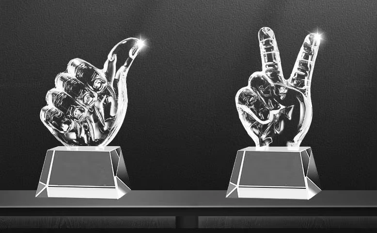 New Customized Sculpture Five Pointed Star Thumb Crystal Dance Competition Award Trophy