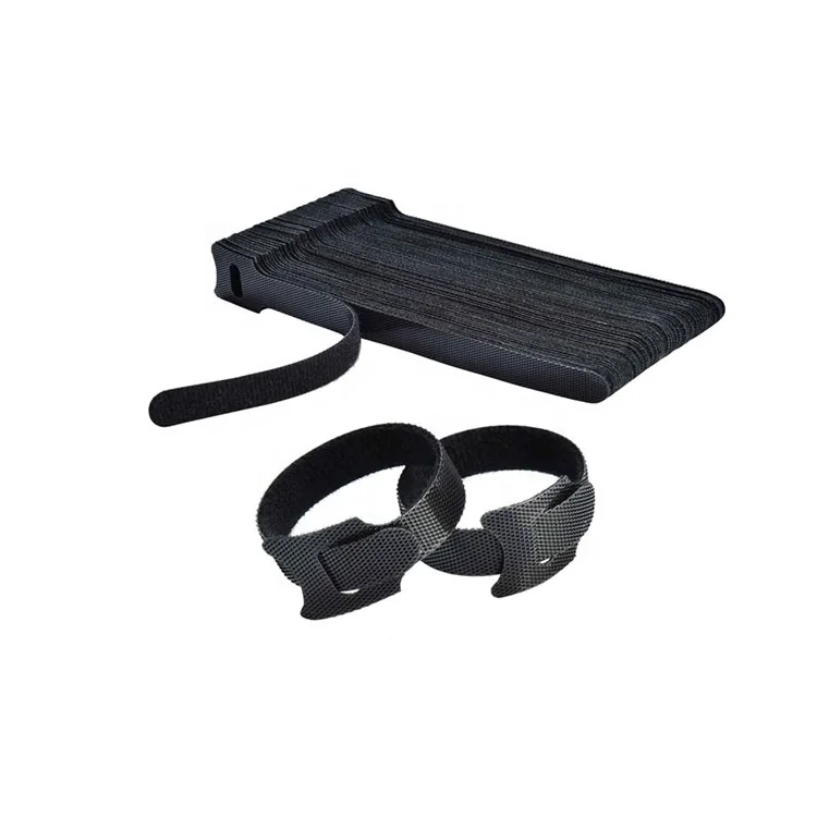 
custom Needle reusable hook and loop wire cable cinch straps/ black ties extension cord holder 
