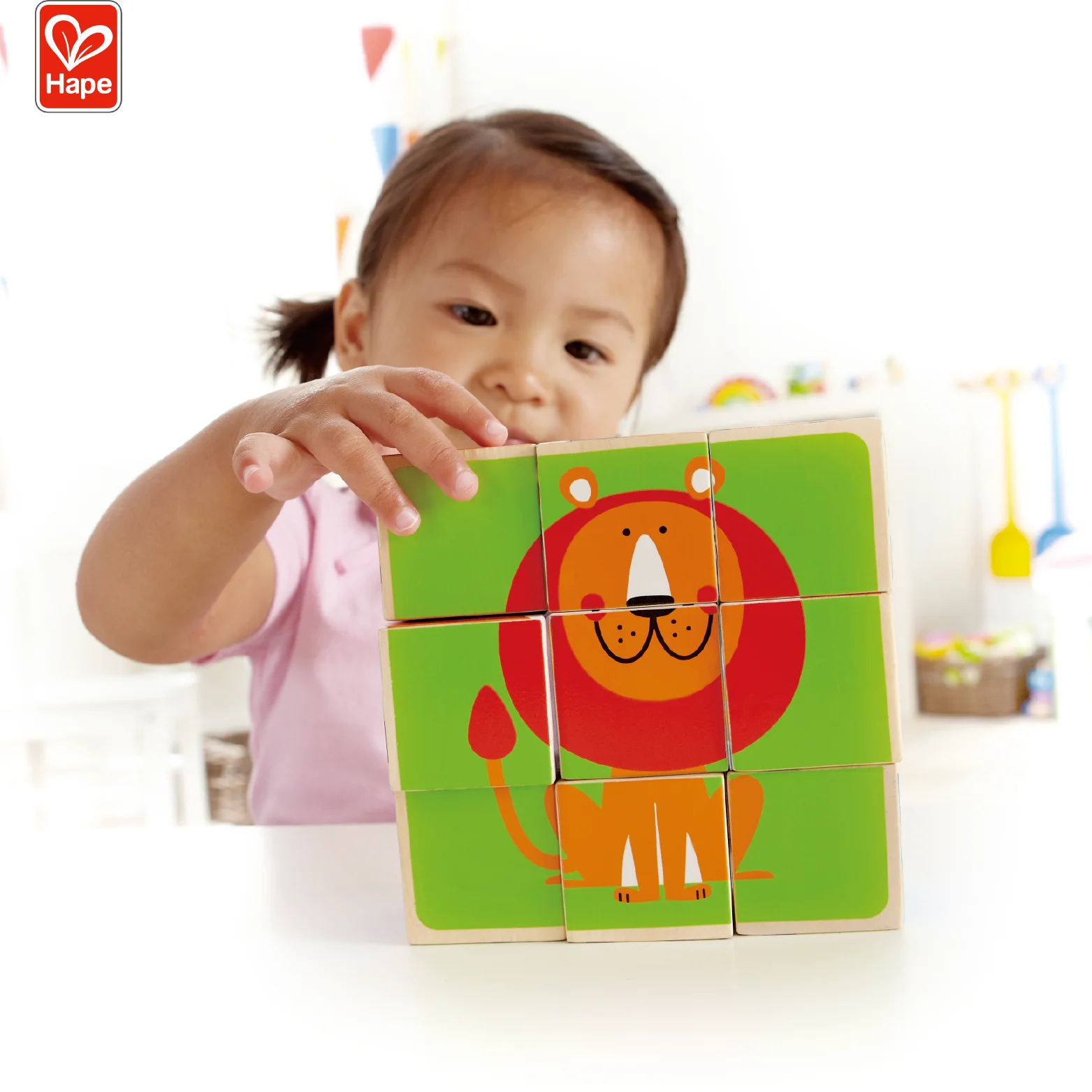 Colorful Jungle Adventure Kids Building Block Puzzle With Zoo Animal Design