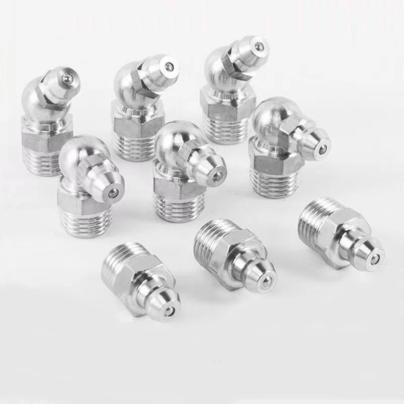 Nickle Plated Iron Straight 45 Degrees 90 Degrees steel M6 M8 M10 M12 Brass Grease Nipple Fitting