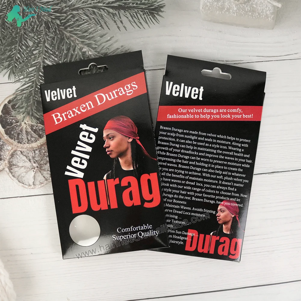 Customized Logo Size Hair Accessories Packaging Folding Paper Box Luxury Paper Satin Hair Durags Scarf Bonnet Packaging Boxes