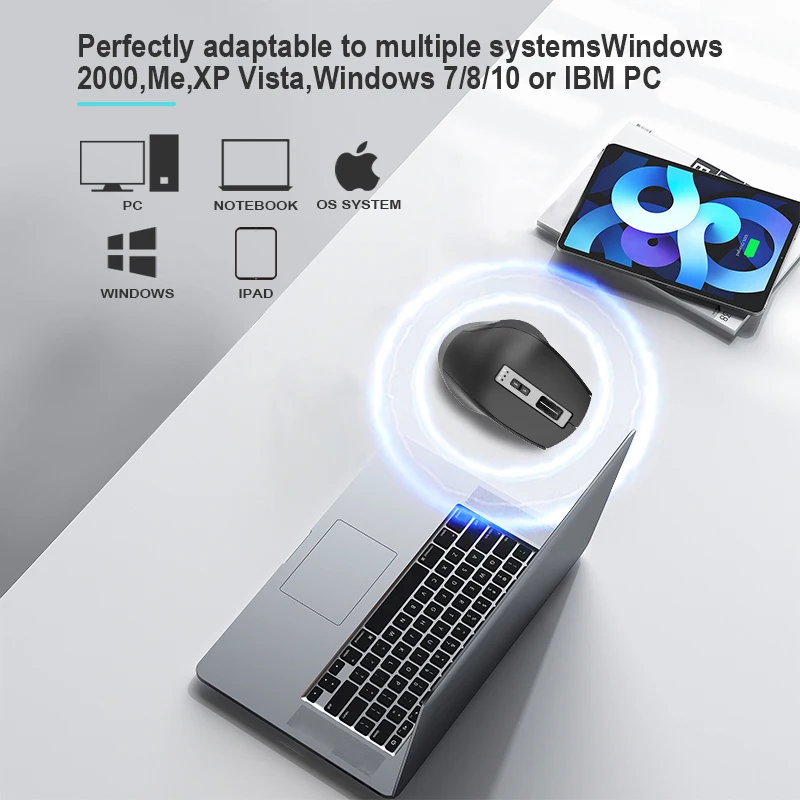 Hot Popular Custom Logo TYPE - C Charging Port Rechargeable Mouse Ergonomic Gaming Mouse 2.4G Wireless Bluetooth Mouse