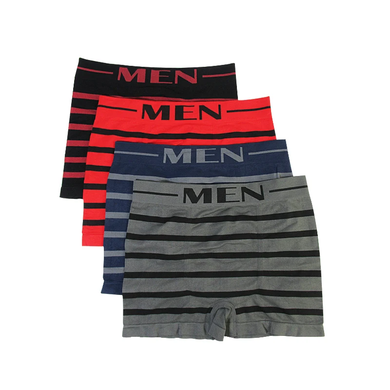 Wholesale High Quality Boxer Briefs Seamless Striped Underwear Male Shorts  Boxer Briefs Underpants for Men