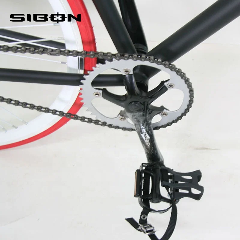 SIBON B0220104 700c aluminium alloy frame fixed rubber tire aluminium pedal fixed gear bike 700c with bull head handlebar
