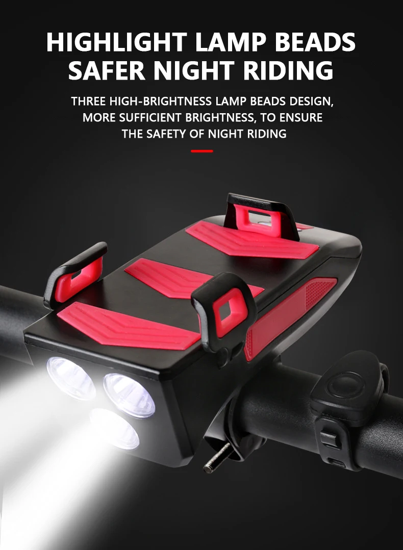 2000AH and 4000AH battery capacity USB mobile phone holder power bank bicycle bike front LED lamp light