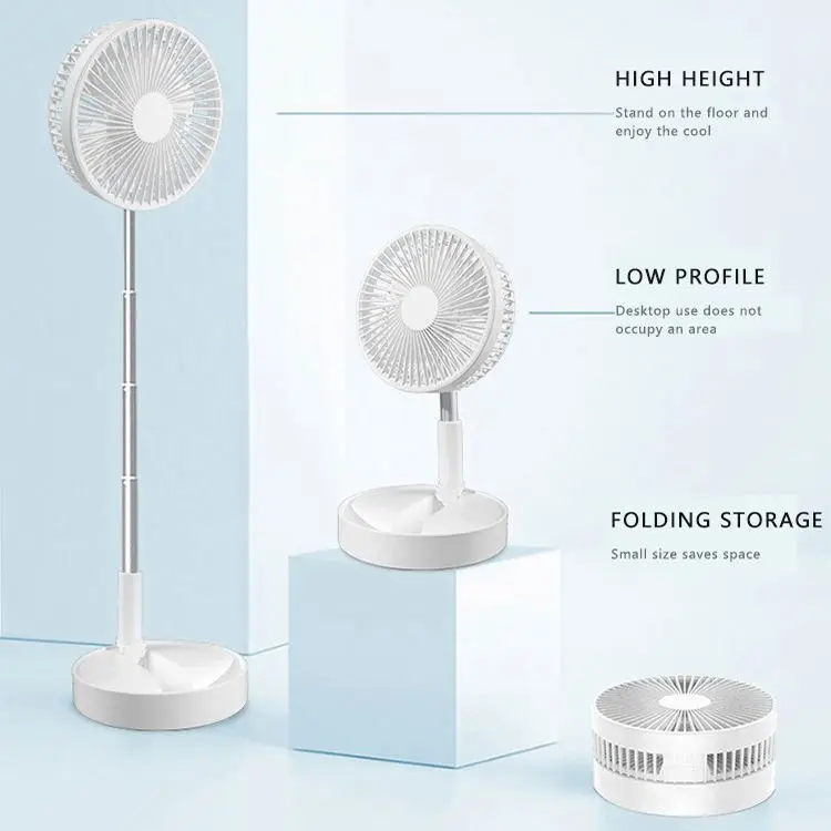 Rechargeable Power Bank USB, Folding Electric telescopic Fan with 4 Gears Adjustable Speed Table Fan outdoor Fan/
