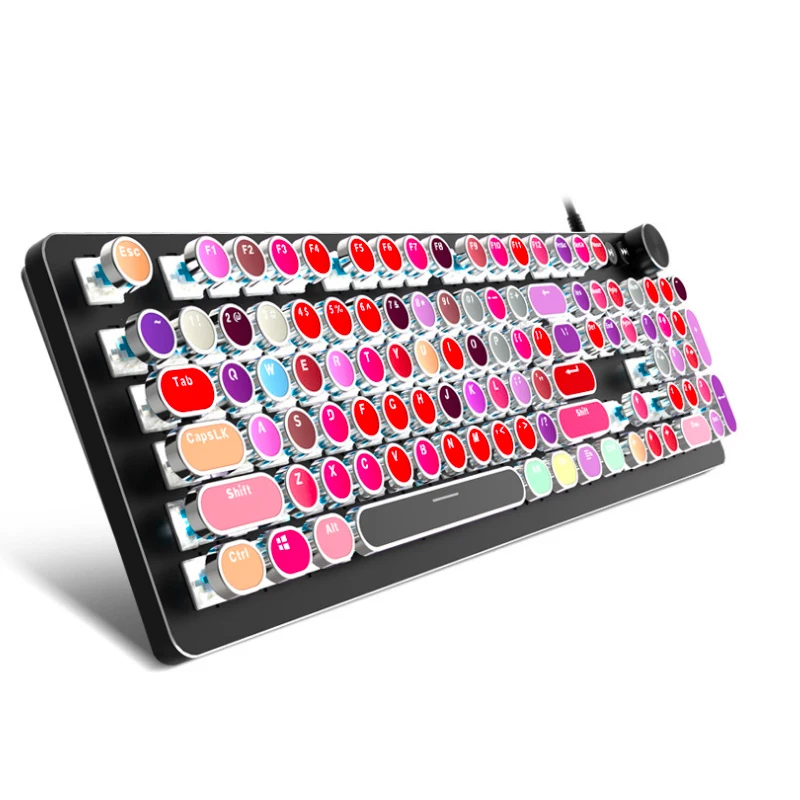 
Male and female Wired USB Ergonomic Led Rainbow Lighting Backlit Gaming 104 Keys Mechanical Feeling Gamer Keyboard 