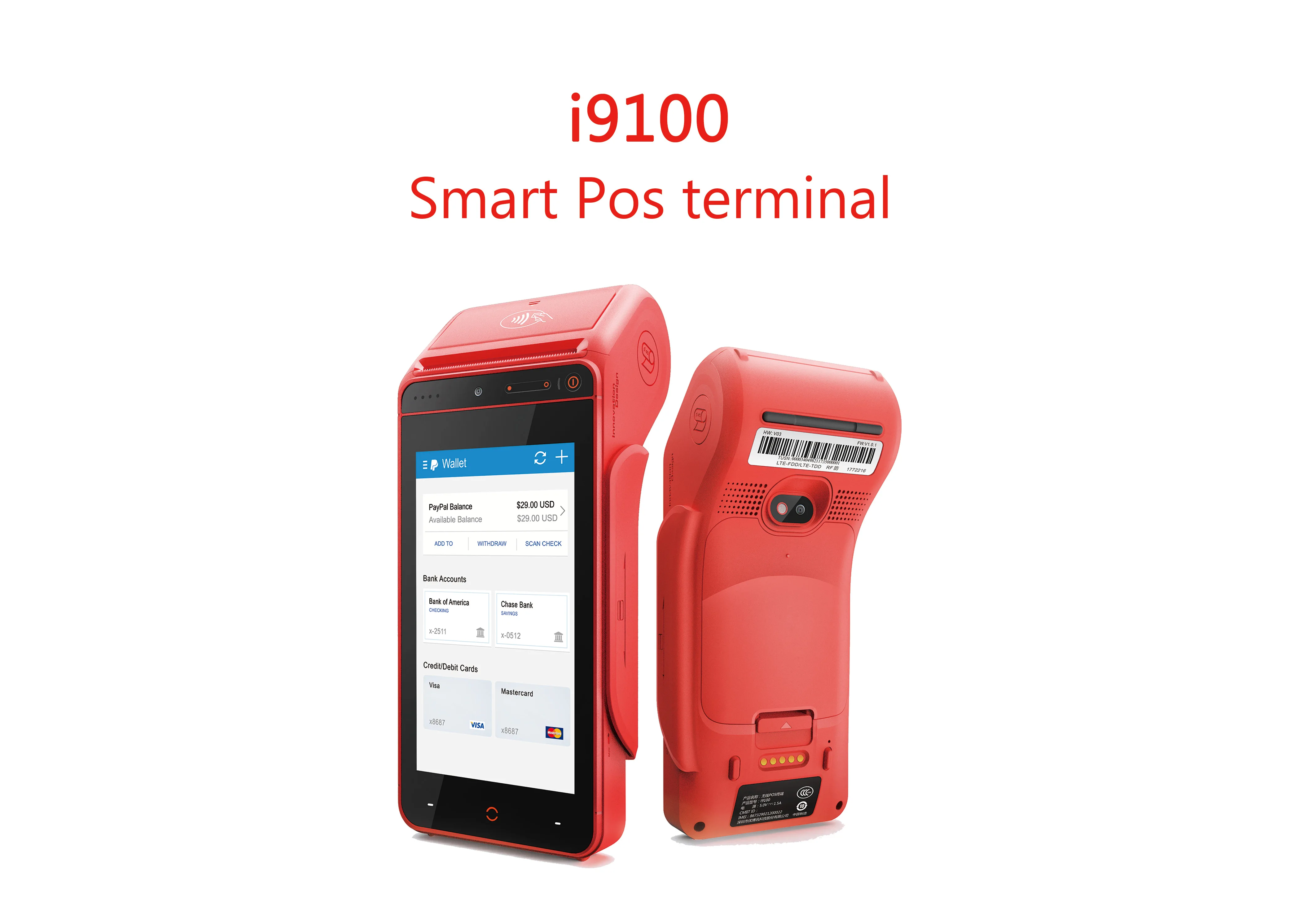  В автономном режиме pos машина ручной шестизначный android с термальным принтером