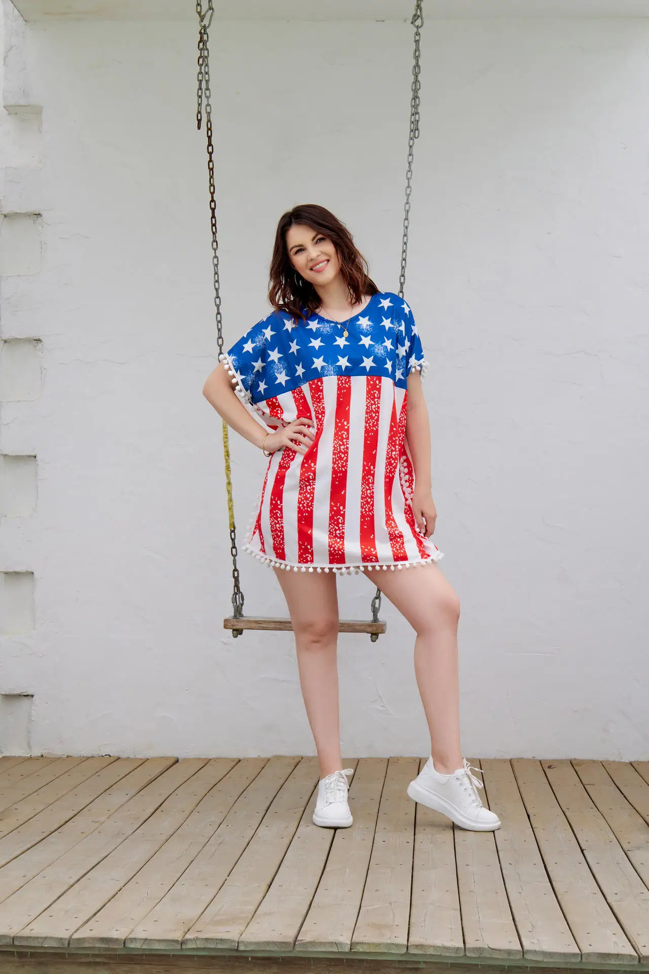 Wholesale Breathable Women Clothes Independence Day Clothes Usa Flag Printing Mommy And Me T Shirt