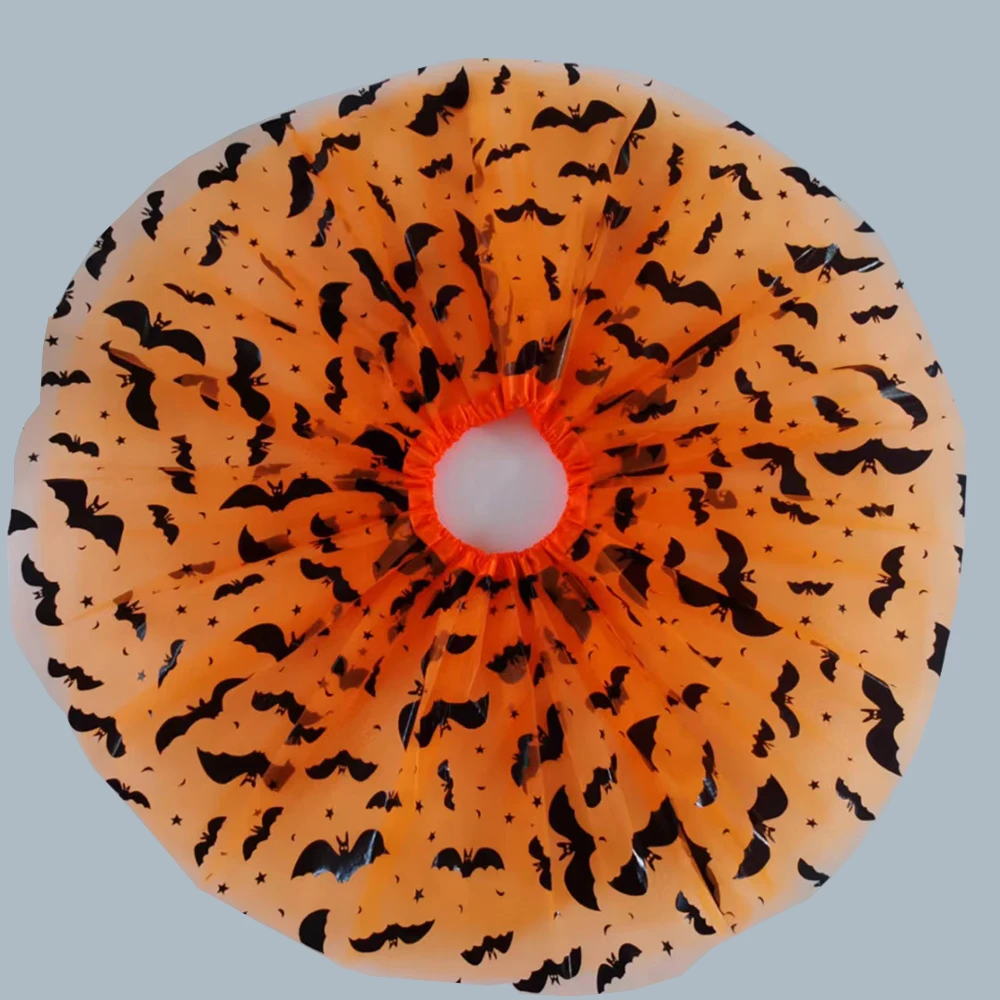 Fashion Kids Girls Mesh Skirts Princess Bats Printed Pleated Tutu Girl Faldas Dance Clothes Party Halloween Skirt GTS018