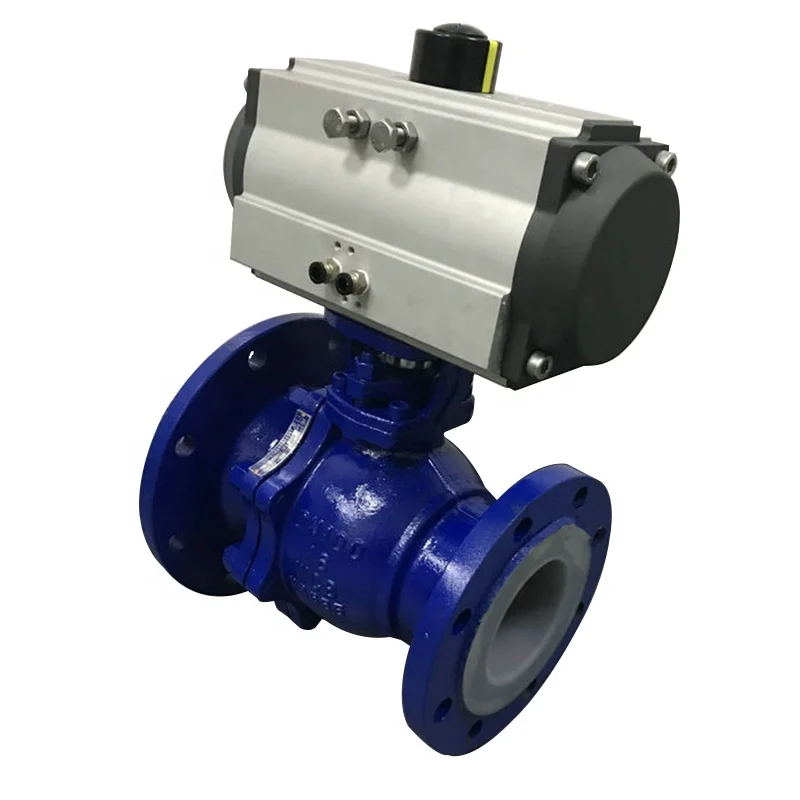 High Quality Stainless Steel Fluorine Lining Q641F46-16C Pneumatic actuator Flanged Ball Valve